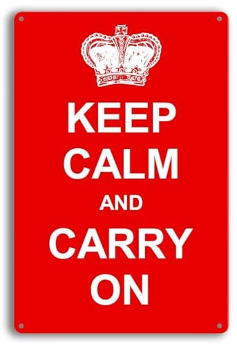 Zylvorix Metall Blechschild Keep Calm and Carry On Schild, motivierende Plaketten für Zuhause, Büro, Zimmer, Bar, Männerhöhle, Wanddekoration 20 cm x 30 cm (DG-2801)