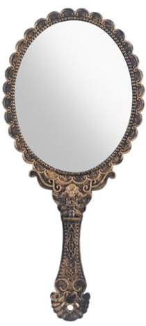 ZYOMVUN Specchio Portatile Vintage a Mano, Specchio con Manico, Specchio Portatile Professionale, con comoda maniglia, per parrucchiere, barbiere, salone di bellezza e dentista, 11,5 x 25 cm