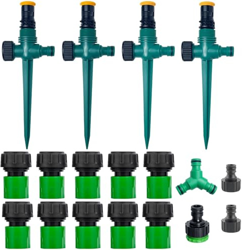 4pcs Aspersor Jardin, Ajustabl Aspersor de Césped 360 ° | Aspersor de Jardín Multifunción, Acoplamiento de Manguera, para Jardín Plantas Pastorales Aspersores para Cesped