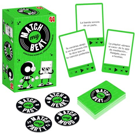 Match My Beat – Das Party-Musikspiel mit 200 Liedern und 400 Szenarien – Kartenspiel für Erwachsene, Teenager, Partys und Familien – Kombinieren Sie ikonische Lieder mit ironischen Situationen – für 3