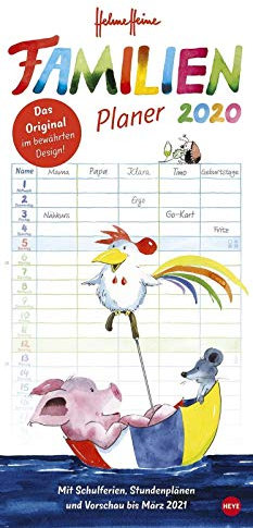 Helme Heine Familienplaner. Wandkalender 2020. Monatskalendarium. Spiralbindung. Format 21 x 45 cm