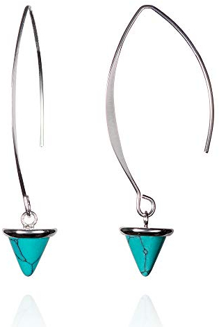 ZAVANA Türkisfarbene Statement Birnenförmige Ohrringe für Damen. Silberne Chandelier Ohrringe mit Türkisen