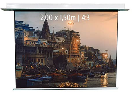 KIMEX - Ecran de Projection - A déroulement motorisé - Encastrable - 2,00 x 1,50 m - Format 4:3 - Fonctionnalité Wi-FI - 048-1502W