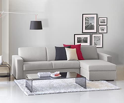 Talamo Italia - Schlafsofa mit Halbinsel Alisea, drehbares Sofa zum Öffnen, umkehrbare Aufbewahrungshalbinsel, schmale Armlehnen, 100 % Made in Italy, 260 x 95 x 90 cm, Grau