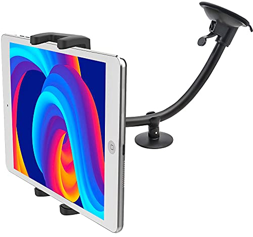 Cuxwill Soporte Tablet Coche Parabrisas con Ventosa para 4-13'' Equipo, Universal Soporte Tableta Móvil Coche Salpicadero para iPad Pro Air Mini, Samsung Galaxy Tab, Kindle Fire, Switch, iPhone