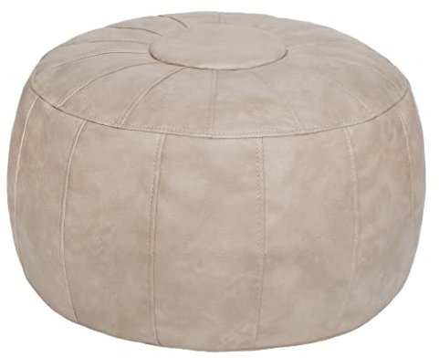 Thgonwid Ungefüllter marokkanischer Pouf Ottomane Bezug - Handgefertigter runder Kunstleder-Fußhocker mit großem Stauraum, Sitzsack-Bodenstuhl & Fußstütze für Wohnzimmer, Schlafzimmer, Balkon (Pilz)
