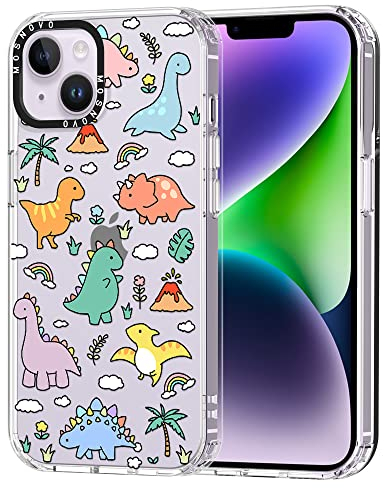 MOSNOVO für iPhone 14 Plus Hülle – Durchsichtige, schlanke, stoßfeste TPU+PC-Handyhülle, [6,6 Fuß Fallschutz/Anti-Abziehen] - Dinosaurierland