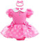 HIHCBF Neonata Costume di Carnevale Vestito da Principessa Minnie Pagliaccetto per Bimba Compleanno Festa Halloween Cosplay Natale Abitini per Bambina con Archetto 9-12 mesi