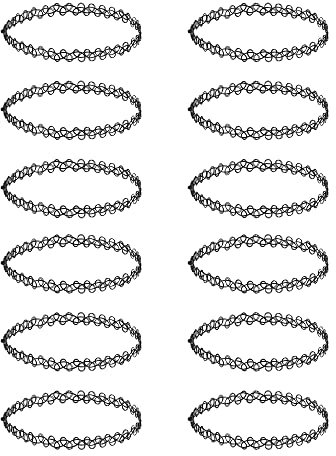 LICQIC Colliers Ras du Cou, 12 Pièces Colliers Colliers Jarretière de Mode Bijoux de Mode Bijouterie pour Filles Enfants Femmes en Caoutchouc élastique, Noir