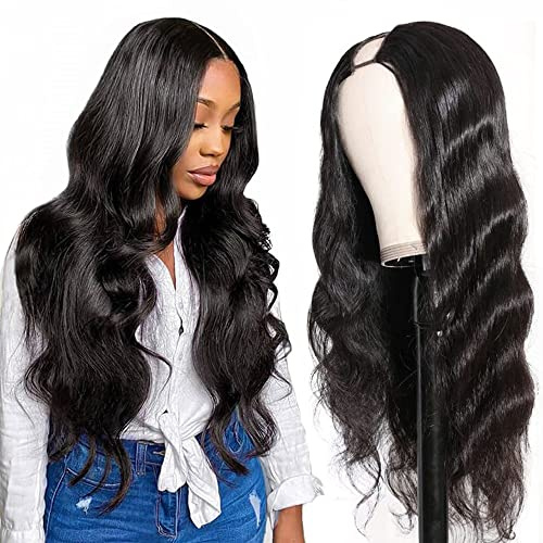 Tahikie U Part Echthaar-Perücke, Körperwelle, 180 % Dichte, U-Perücke, brasilianisches Echthaar, für schwarze Frauen, 10 A, voller Kopf, Clip in der Mitte