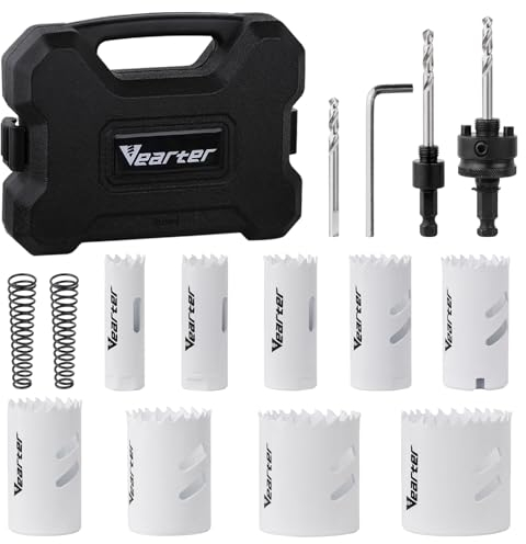 Vearter M42 Bi-Metal Hole Saw Set 15PCS, 19-51mm Bimetal Hole Saw Kit Cobalt Drill Hole Cutter with Arbors for Wood, Sheet Metal, Copper, Plaster, PVC, Steel Plate, Drywall