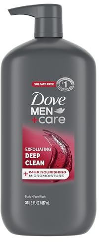 DOVE MEN + CARE Body and Face Wash Exfoliating Deep Clean for Men, with 24-Hour Nourishing Micromoisture Technology Body Wash, 30 oz