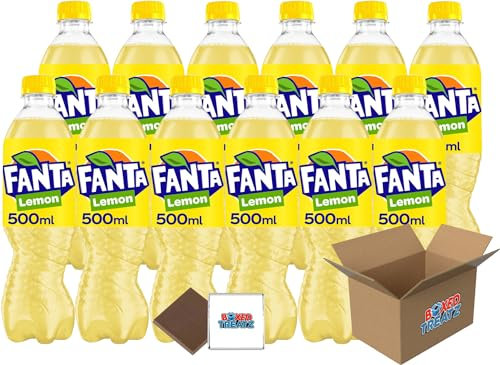 Fanta Selection 12x500ml Fanta Lemon Bottles, Convenient Bulk For School, Business Or Parties Boxed Treatz
