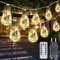 Lichterkette Aussen mit 16 Glühbirnen, 8.3M 80LED Kugel Lichterkette Vintage Hanfseil Wasserdicht, 8 Modi Partylichterkette mit Stecker für Garten Terrasse Hochzeit Balkon (Keine Solarenergie)