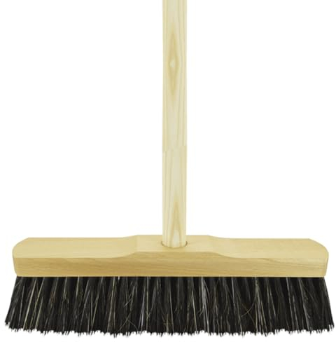 Indoor Broom Soft Bristle Sweeping Brush - Ideal Kitchen Broom for Laminate, Vinyl, Wooden Floors - Flexible Nylon & Natural Bristles, 120cm Wooden Handle - Perfect for Fine Dust & Crumbs (30cm / 12”)