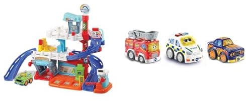 VTech Drivers Fix & Fuel Garage Toy with Car Tracks, Lights, Sounds & 3 Cars Pack