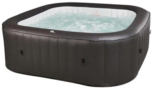 BRAST® Whirlpool aufblasbar MSpa Vito für 6 Personen 185x185x68cm In- Outdoor Pool 132 Massagedüsen Timer Heizung Aufblasfunktion per Knopfdruck Bubble Spa Wellness Massage
