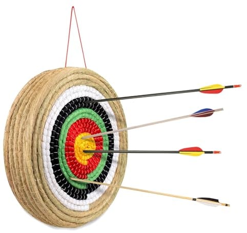 Zielscheibe aus Stroh 50cm 20 Zoll für Bogensport | Traditionelle Strohscheibe mit 5 Zielringen | Fünflagig 10cm Outdoor