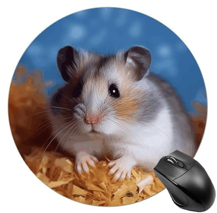 Rundes Hamster-Mauspad, rutschfeste Gummiunterseite, Gaming-Mauspads für den Schreibtisch, wasserdicht, niedlich, lustig, Computer-Mauspad für Laptop, Büro, Zuhause, tragbar und unterwegs, 20 x 20 cm