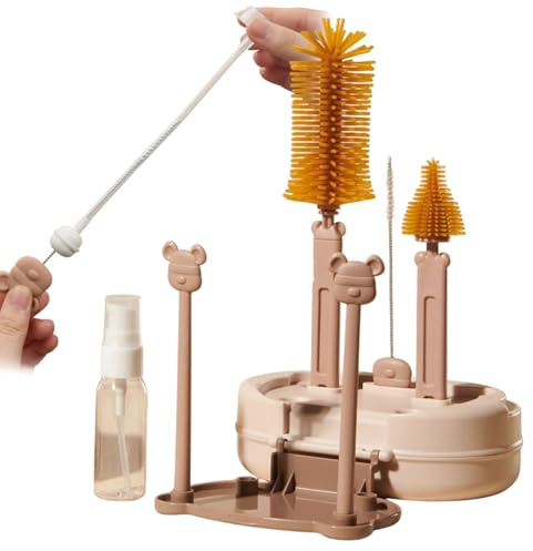 xowwyue Ensemble de brosses de nettoyage pour biberon - Kit de nettoyage portable pour biberon | Outil de lavage de paille avec une boîte de rangement pour boire, lunettes, théières, tuyaux, tétons