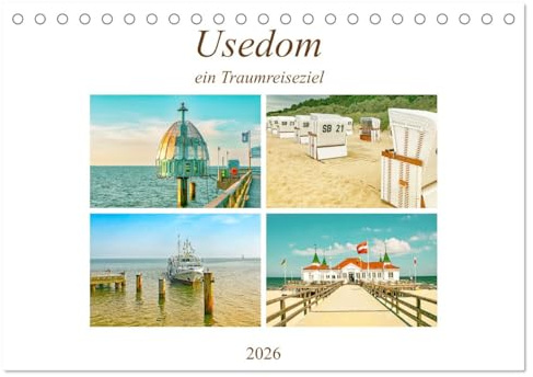 Usedom - ein Traumreiseziel (Tischkalender 2026 DIN A5 quer), CALVENDO Monatskalender: Die zweitgrößte Insel Deutschlands mit wunderschönen Ostseestränden und Dünenlandschaften. (CALVENDO Orte)