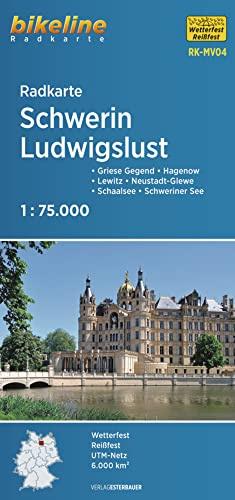 Radkarte Schwerin Ludwigslust (RK-MV04): Griese Gegend – Lewitz – Hagenow – Neustadt-Glewe – Schaalsee – Schweriner See, 1:75.000, wetterfest/reißfest, GPS-tauglich mit UTM-Netz (Bikeline Radkarte)