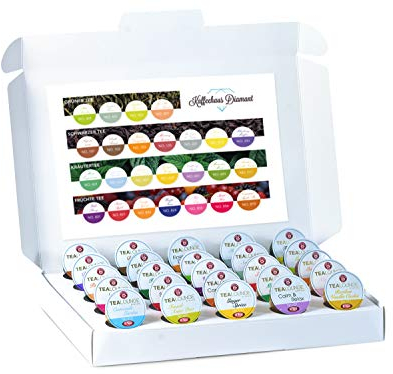 Teekanne Tealounge Probierpaket mit 24 Teesorten – einzigartige Auswahl wie Pure Sencha, Golden Green, Chai Latte Capetown Style – Ideal zum Entdecken oder als geschmackvolle Geschenkidee