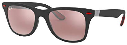 Ray-Ban Herren 0RB4195M F602H2 52 Sonnenbrille, Schwarz (Matte Black/Purplemirsilverpolar)