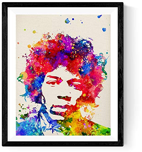 Nacnic jimi hendrix aquarell poster. Wasserfarbe stil wanddeko von berühmte persönlichkeiten in klassisches kino, musik und kindergeschichte. Verschiedene farbige bilder. Größe 30x40 cm.