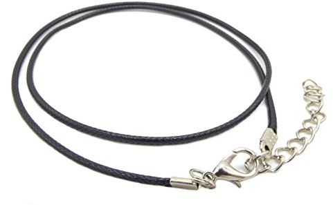 NaturSchatulle Kunstlederkette 2mm Schwarz I 1 Stück I 45-50cm Kunstlederband mit Verschluss Ohne Anhänger DIY Schmuck Halskette Leder Basteln Schmuckherstellung