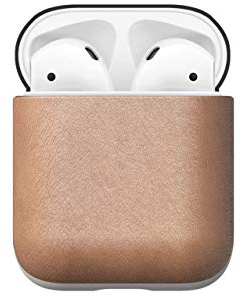 Nomad Airpod Case stoßfeste Schutzhülle aus Echtleder, beige
