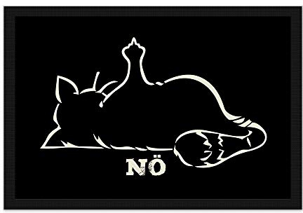 PR Print Royal Fußmatte Katze NÖ! / Rutschfester Fußabtreter für innen und außen/Schmutzmatte/Türmatte/mit lustigem Spruch / 60 x 40 cm