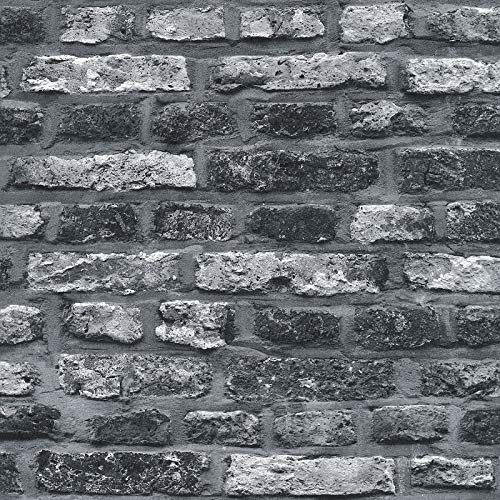 BRICOFLOR Tapisserie trompe l'oeil brique | Papier peint industriel idéal pour salon | Papier peint intissé pierre moderne pour cuisine