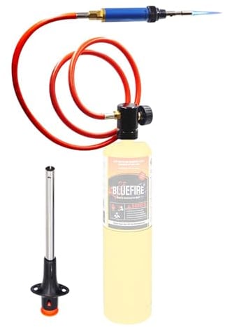 BLUEFIRE Propane/MAP Gas Torch Multi-Function Kit | Premium Self-Igniting Soldering Station with Adjustable Flame |