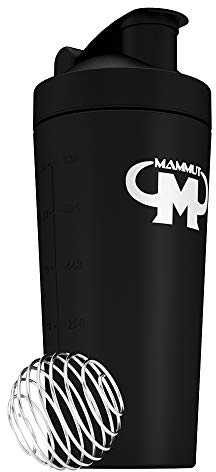 Mammut Nutrition Edelstahl Eiweiß Protein Shaker mit integrierten Sieb und Spiralball - black, 200 g