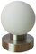 Glas-Tisch-Leuchte-Lampe MILO Metall nickel, Opal-Glas weiß, E14, H: 15cm, D: 11 cm, Nachttisch-Kommode-Fensterbank-Fernseher-Leuchte-Lampe (Kugelform Milo)