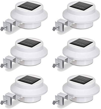 Solalite Solar Gutter Light Outdoor Solar Security Lights Superbright with Panel Black Shell Fence Wall Lamp Garden Wall Lobby Pathway Lamp (White, 6 Pack)