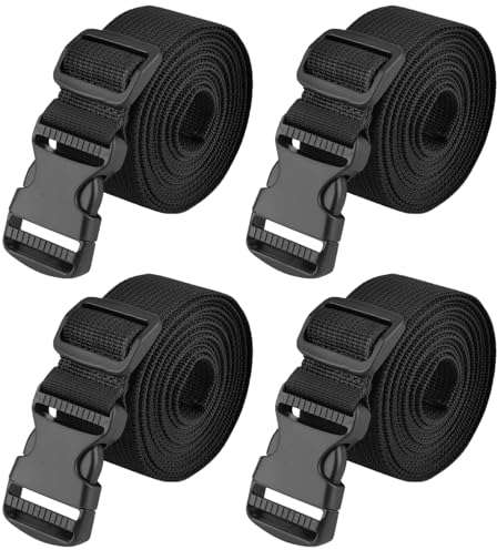 TRIWONDER 38mm Nylon Gurtband Seitenschnallen für Rucksack Tasche Koffergurt 4 Stück (2m, Schwarz - 38mm)