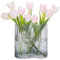 MOLIMAO Glasvase für Tafelaufsätze, moderne große Vase für Blumen, Fußabdruckform, gestreifte Flasche für Zuhause, Büro, Restaurant, Schreibtischdekoration, 21,6 cm (Grau)