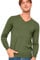DOUBLE M Jersey Hombre Cuello Pico, Suéter para Hombre, Básico, Tallas S,M,L,XL,XXL, para Todos los Días, Verde Militar.