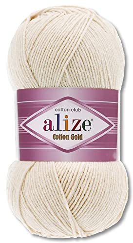 Alize 100 g Cotton Gold Premium Wolle in 59 Sommerwolle Garn Stricken Amigurumi (599 | Eierschale)