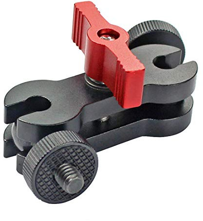 FEICHAO Gimbal Bracket Multi Function Magic Arm 360 Swivel Dual Ball Head Live Tripod Holder for Camera Phone Monitor Fill Light (Red)