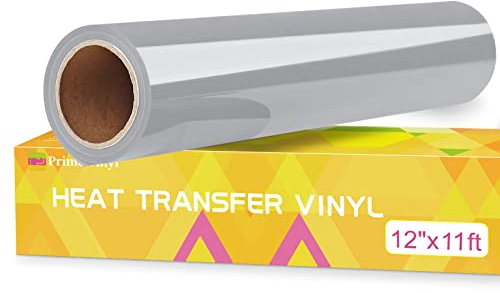 Prime Vinyl Plotterfolie Textil, 30.5cm x 3.36m Flexfolie für Silhouette Cameo, Cricut Maker, Plotterfolie für Shirt, Kleidung, Hüte, Hosen, andere Stoffe(Silver)