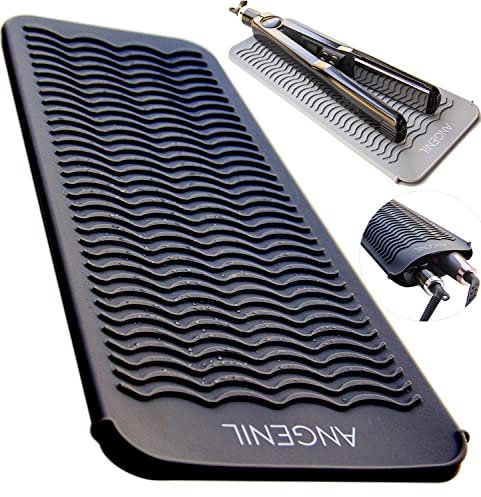 ANGENIL Hitzebeständige Silikon Matte, Hitzeschutzmatte Glätteisen Tasche Matte Unterlage, Hitzematte für Haar Glätteisen Locken und Glätten, Lockenstab Große Locken, Lockenwickler, Föhnbürste