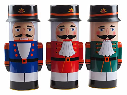 Christmas 25cm Large Nutcracker Tins - For festive treats, Food Or Gifts (Set of 3)