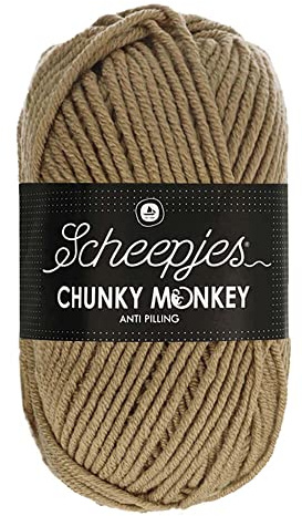 Scheepjes Chunky Monkey Aran Weight Yarn | 100g Ball | Anti-Pilling Acrylic | Soft & Hypoallergenic for Knitting and Crochet Blankets, Toys & Garments (1064 Beige)