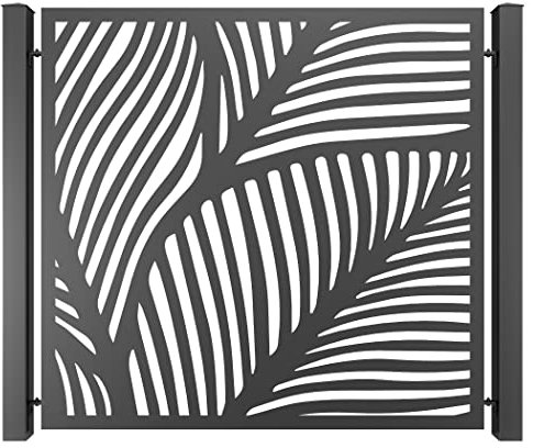 TODOME Panneau de clôture aluminium, modèle 39 noir(200 x 180)