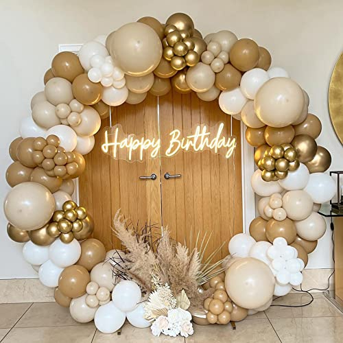 Luftballon Girlande Beige, 181 Stück Weißgold Luftballons Girlande mit Nude Ballons, Weißsand Gold Ballon Bogen für Geburtstag Deko, Baby Shower Deko, Boho Hochzeit, Verlobung, Babyparty, Brautparty
