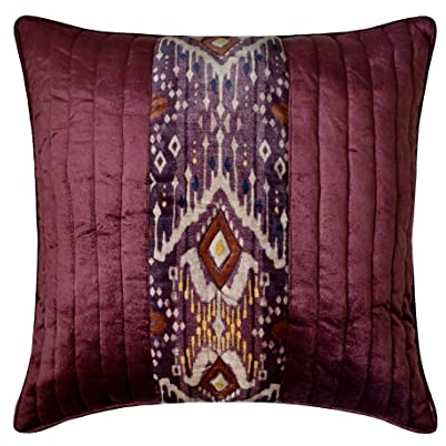 The HomeCentric Dekorativ Violett Kissen Überzüge, 50 x 50 cm Samt Kissen Quilten & Patchwork, Kissenhülle mit, Ikat Kissen, Zeitgenössisch Kissen Überzüge-Ikat Dye