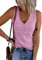 Tuopuda Canotta Donna Estive Tank Top Elasticizzato Incrociato Canottiera Scollo a V Magliette a Coste Casual Camicia in Maglia Camicetta Elegante T-Shirt Crop Top Tinta Unita, Viola, XL